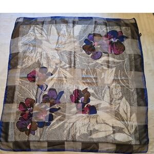 VTG  Lara for Manlio Bonetti Scarf Bright Floral Design 31"x 31" Hand Rolled Hem